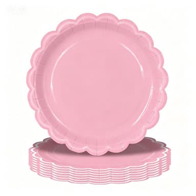 Pink Watercolor Bow Girls Theme Party Disposable PE Tablecloth Paper Plates