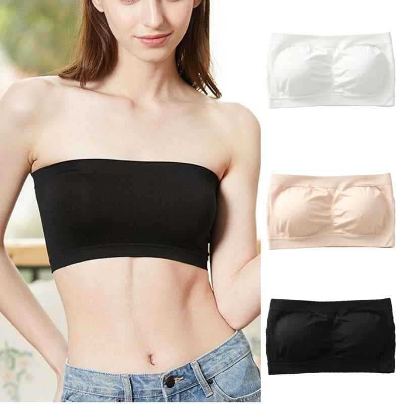Cross-border Hot Selling One-Shoulder Strapless Invisible Base Layer Short Top with Detachable Pads Inner Bra