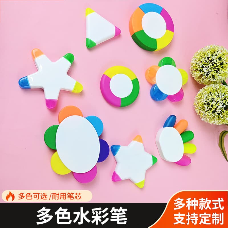Cute-Shaped Highlighter Pens with Stars and Flowers, Multi-Colored, Uniquely Shaped Cartoon Markers for Children's Drawing and Journaling