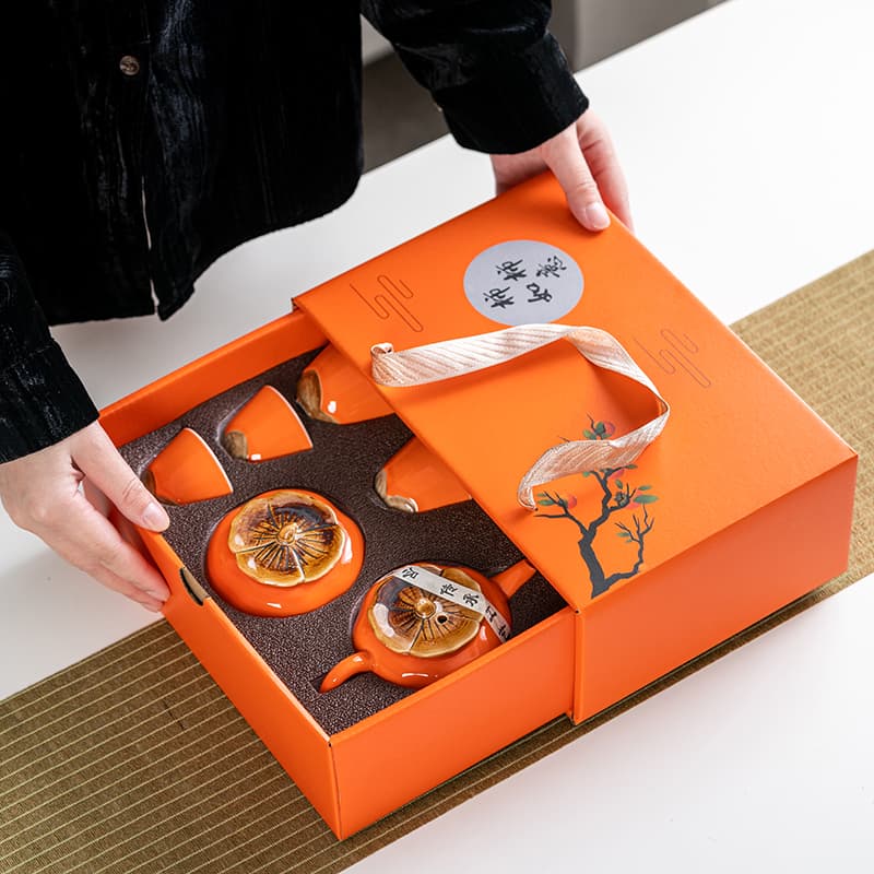 Persimmon Teapot Ruyi Tea Set Gift Box Ceramic Corporate Annual Meeting Souvenir Gift