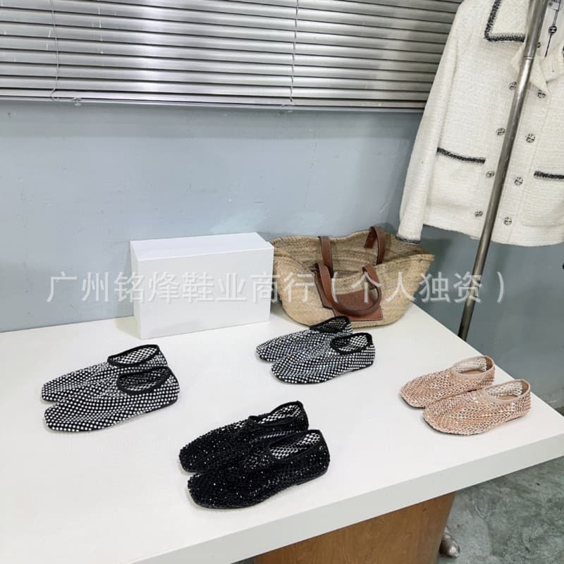 Haute Couture 2025 Summer New Trendy Luxurious Rhinestone Hollow Mesh Ballet Shoes Square Toe Flat Comfortable Women's Shoes