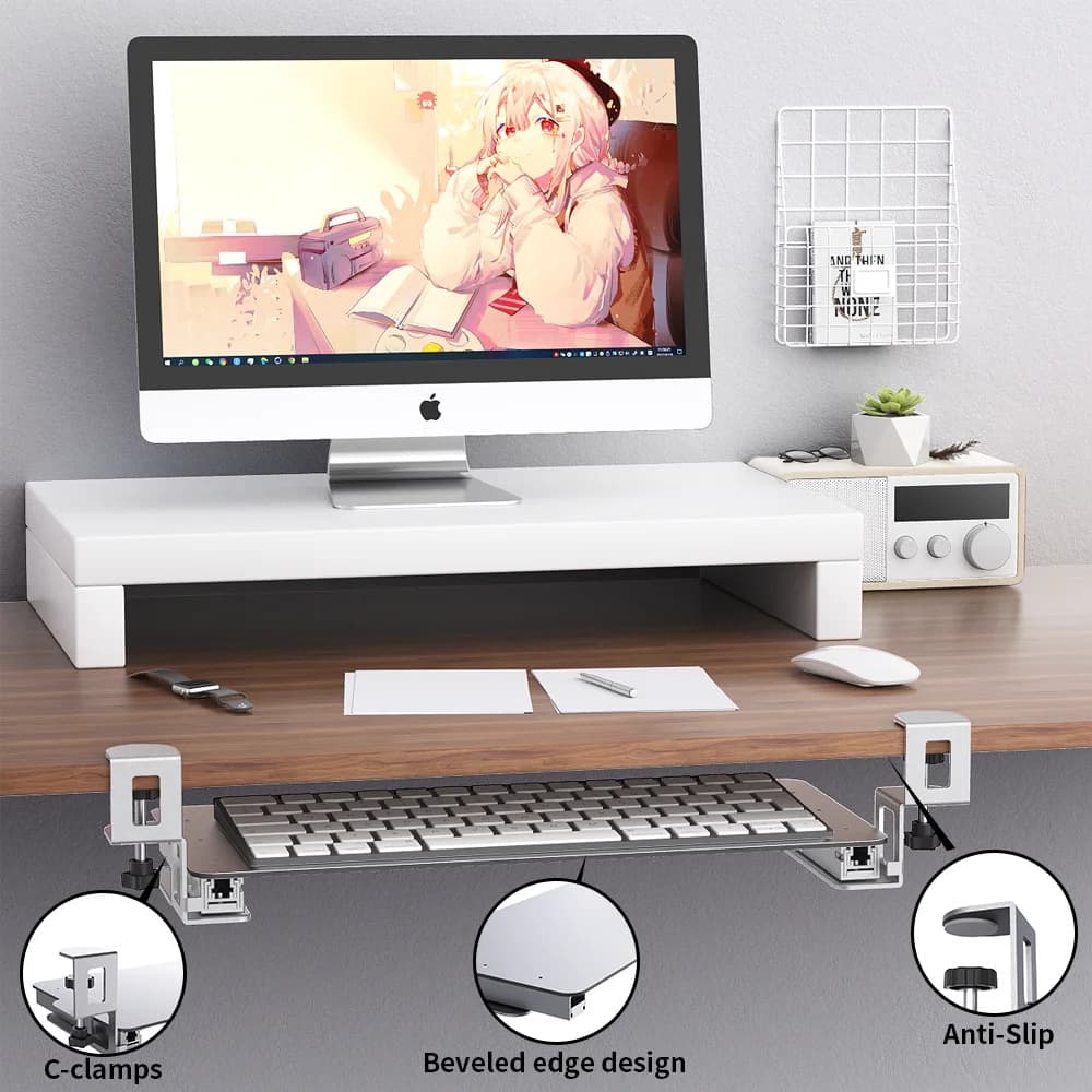 Manufacturer Computer Desk Under-Mount Keyboard Tray Pull-Out Slide Rail Mouse Bracket Office Desk Extensible Keyboard Holder