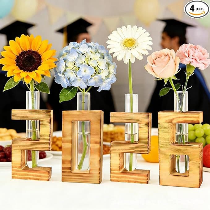 2026 Graduation Season Digital Vase Desktop Ornament Ins Hydroponic Vessel Graduation Memorial Wooden Decorative Craft
