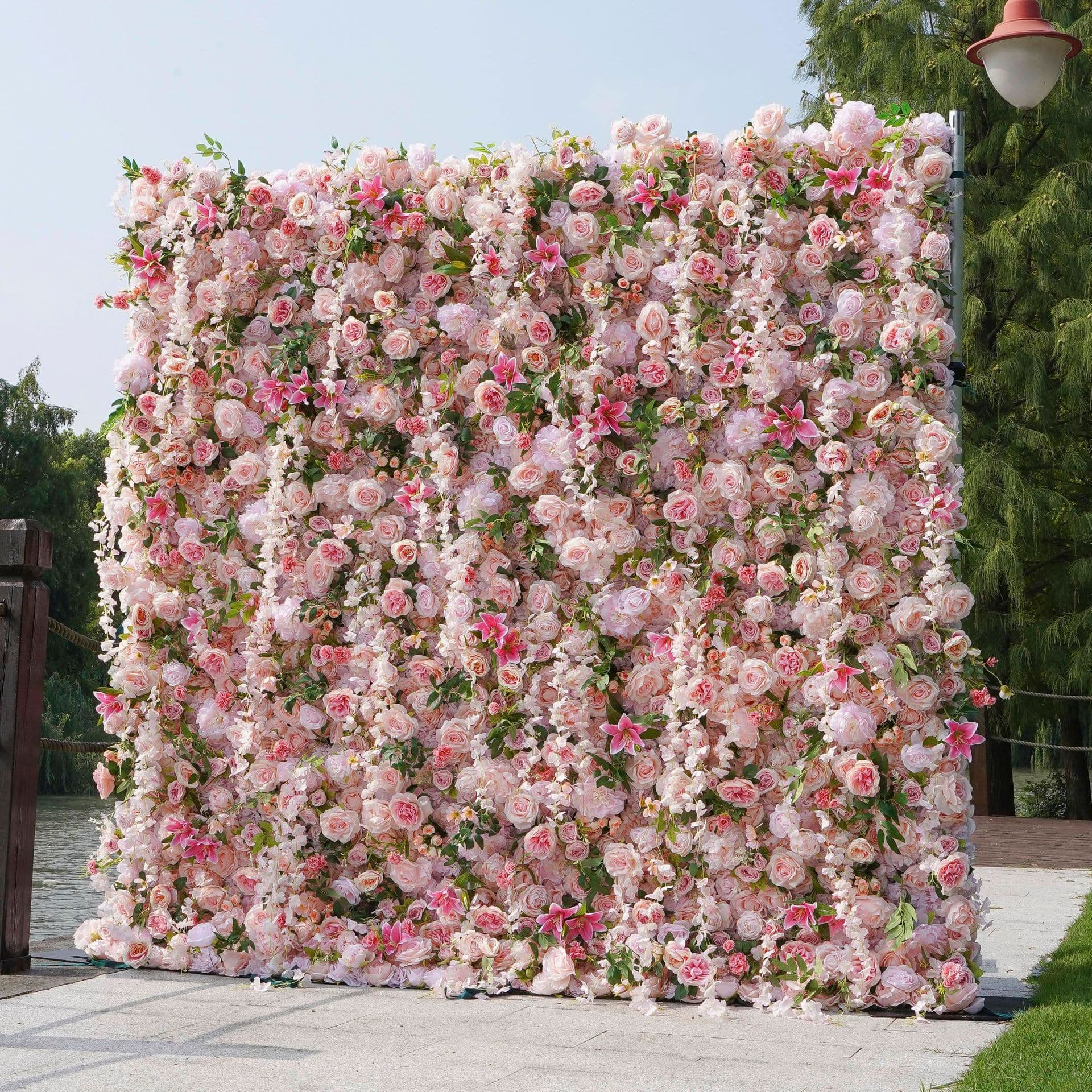 Wholesale Artificial Flower Backdrop Wall, Social Media Photo Spot Fake Flower Wall, Hotel Decoration Floral Scene, Indoor Wedding Rose Flower Wall
