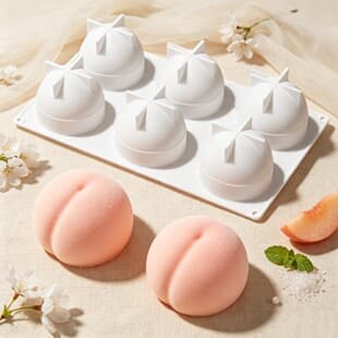 6-Cavity Peach Mousse Mold Peach-Shaped French Dessert Cake Silicone Mold Baking Tool Pudding Mold