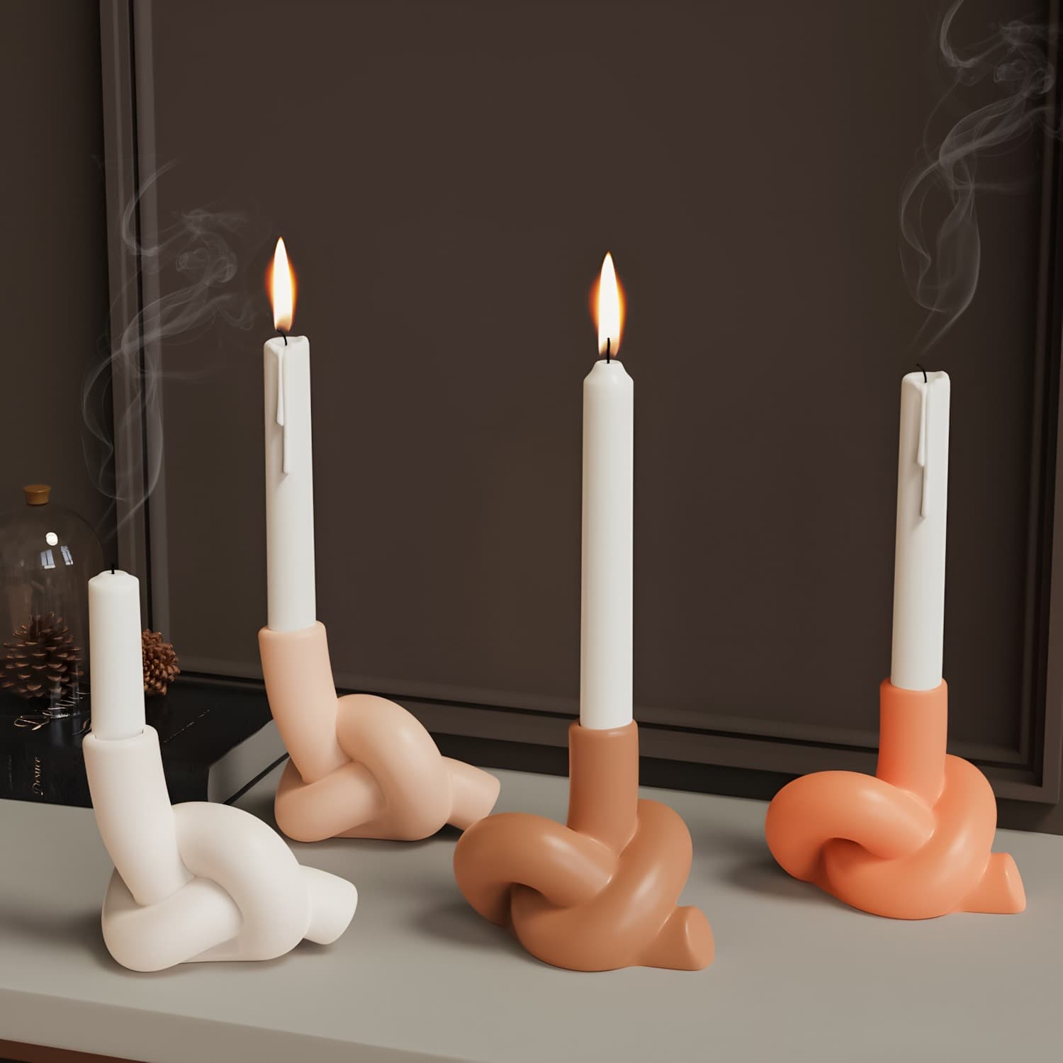 Deyi Life DIY Epoxy Resin Mold European Simple Rope Knot Creative Decorative Candle Holder Ornament Silicone Mold Candle Holder