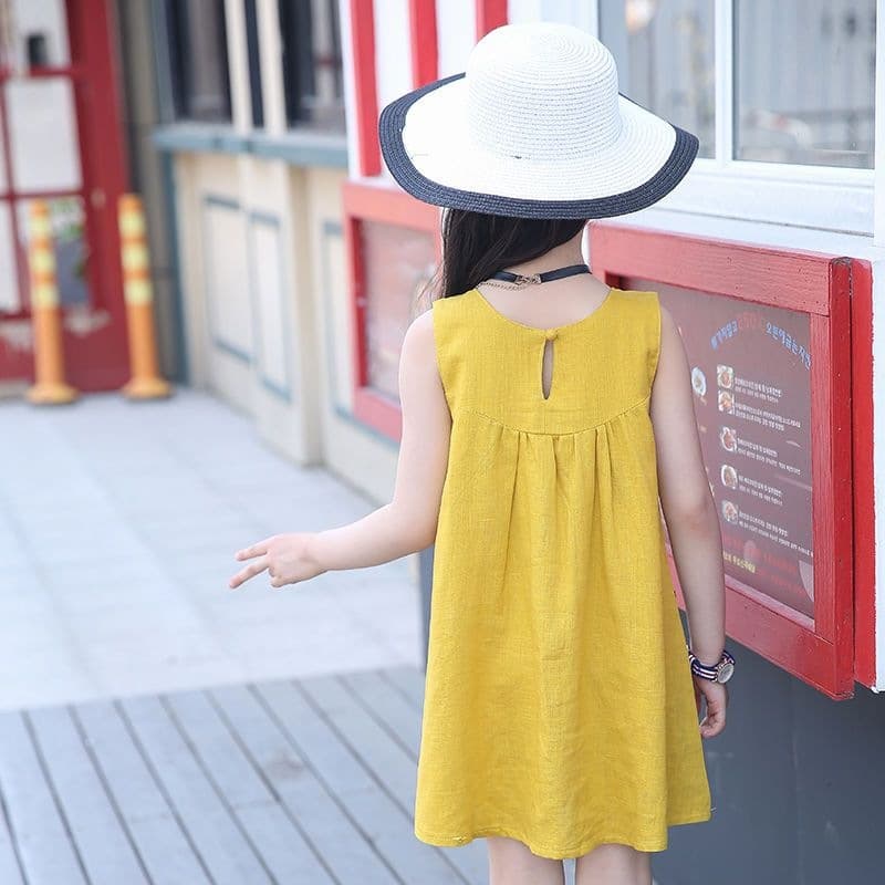 Girls Summer Dress Princess Dress for Toddler Kids Cotton Linen Sleeveless Vest Dress Baby Summer