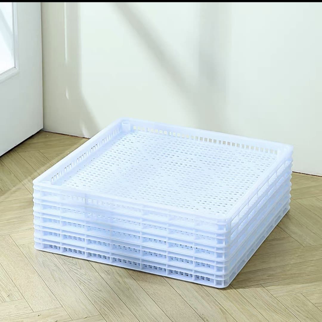 Rectangular Plastic Single Freezer Drying Frozen Thickened Tray, Shallow Mesh Basket, Food-Grade Draining Cold Storage Refrigeration