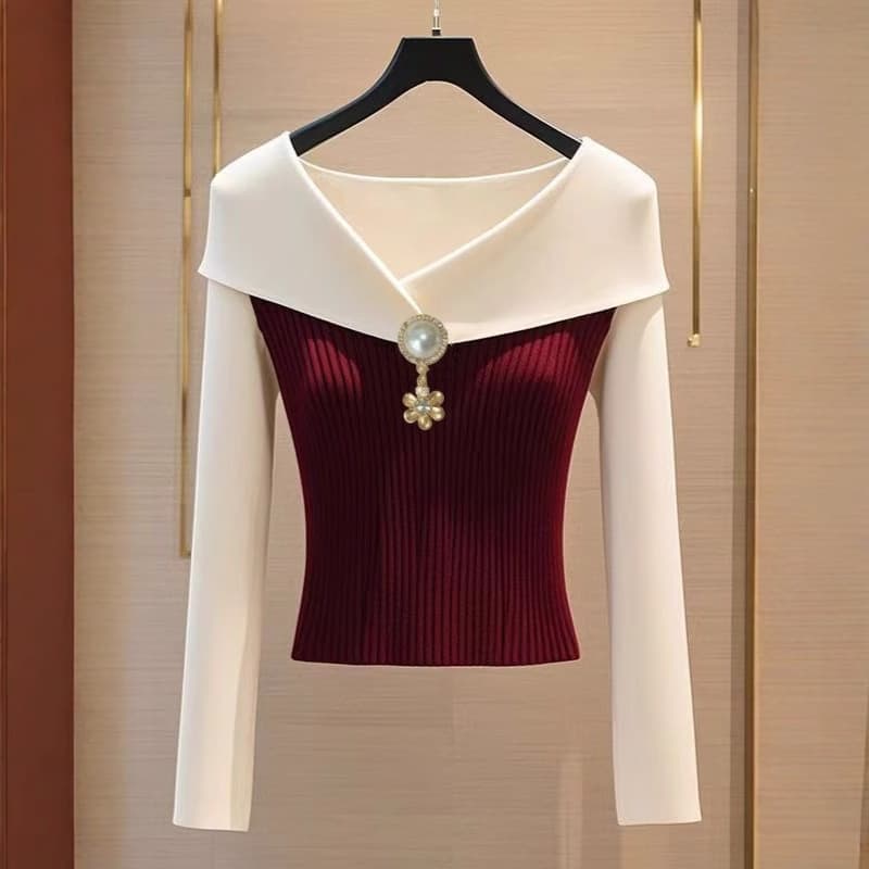 Cross-border wholesale women's tops 2025 autumn/winter stylish early autumn new Korean chic unique inner layer base top