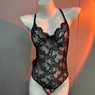 Sexy Lace Temptation Bodysuit for Women, Open Crotch Hot Hollow See-Through Uniform Sleepwear, Multi-Color Options