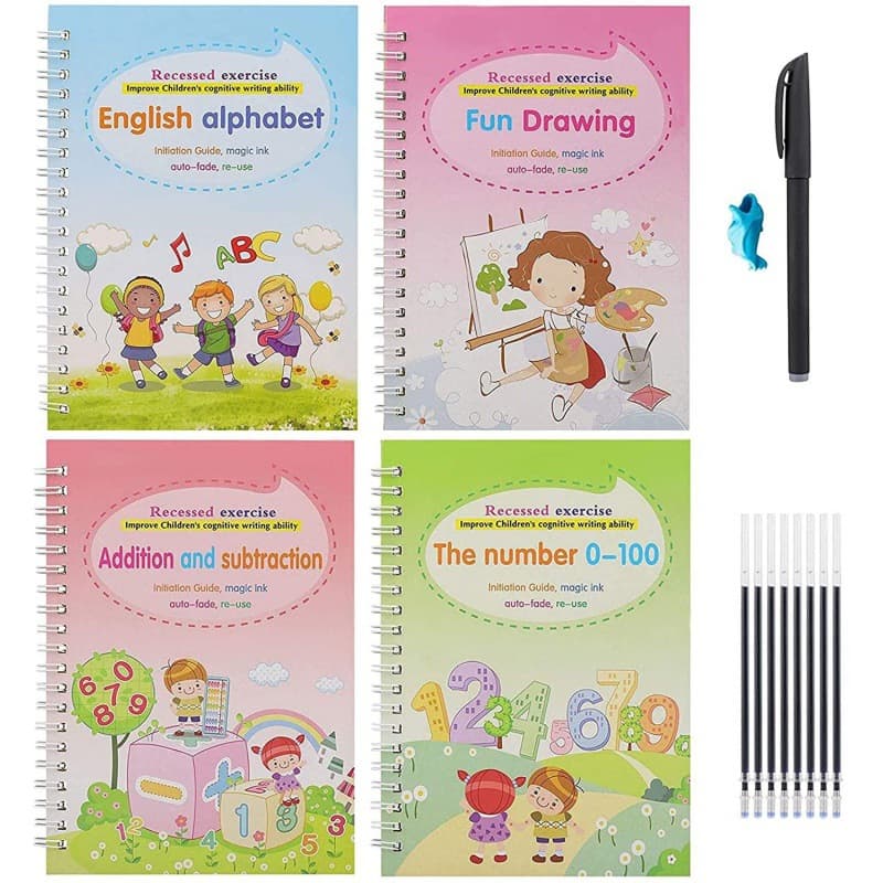 Cross-border Full English Groove Calligraphy Copybook Set for Kids' Pre-school Pen Control and Drawing Enlightenment
