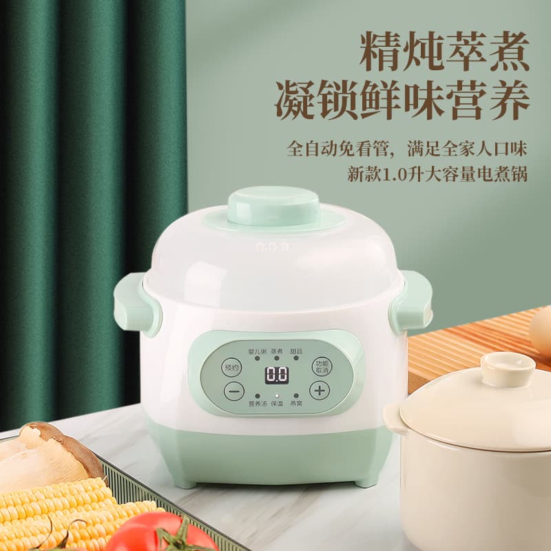 Multi-functional Household Electric Steaming Cup with Pre-set Timer for Bird's Nest, Electric Steamer Ceramic Soup Pot with Ceramic Inner Pot