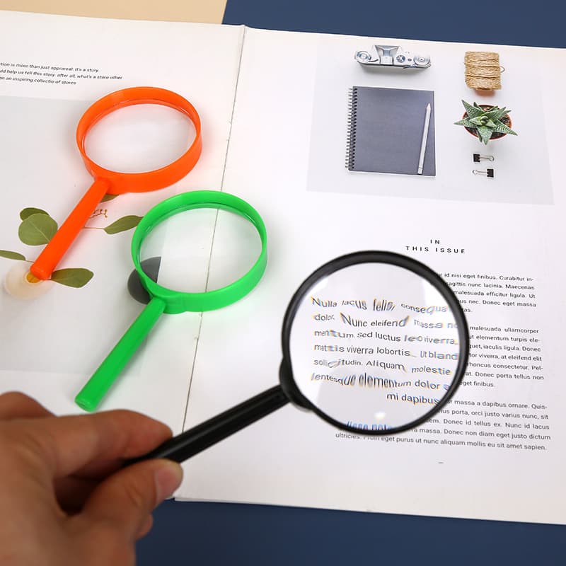Acrylic Plastic 60/50/40 Magnifying Glass Science Experiment Biology Outdoor Exploration Handheld Colored Magnifier