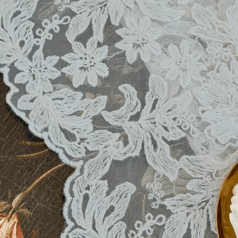 Cross-border French Vintage Nordic Palace Style Lace Embroidered Sheer Curtain Light-Transmitting Bay Window Curtain Partition Half Curtain Door Curtain