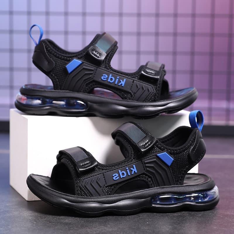 Boys' Sandals 2026 Summer New Style for Older Children, Open-Toe, Soft-Soled, Lightweight, with Velcro, Air-Cushioned, Casual Beach Shoes, Trendy
