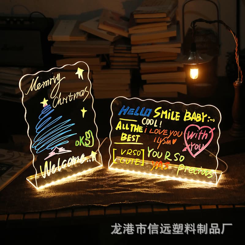 Cross-border Hand-painted Glow Message Board Fluorescent Board LED Night Light Christmas Children's Toy Glow Writing Board