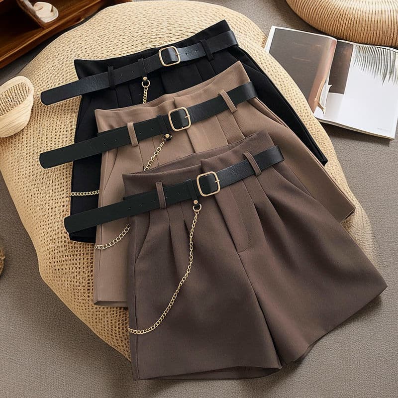 Suit shorts for women summer 2025 new Korean style high-waisted a-line wide-leg pants versatile leggings boot pants casual pants