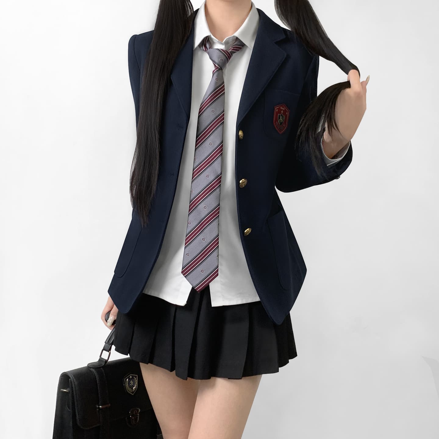 Kimura-sensei JK Japanese style navy woolen suit jacket for women, autumn and winter, original woolen suit uniform.