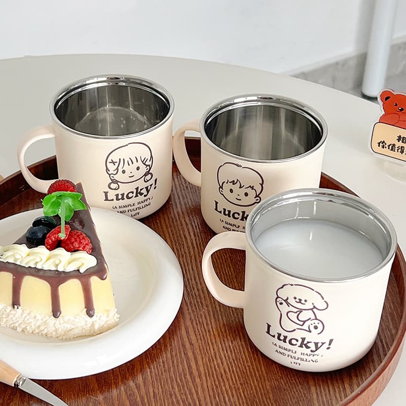 304 stainless steel mouthwash cup food grade children's thickened anti-scalding cartoon household lucky milk cup wash cup
