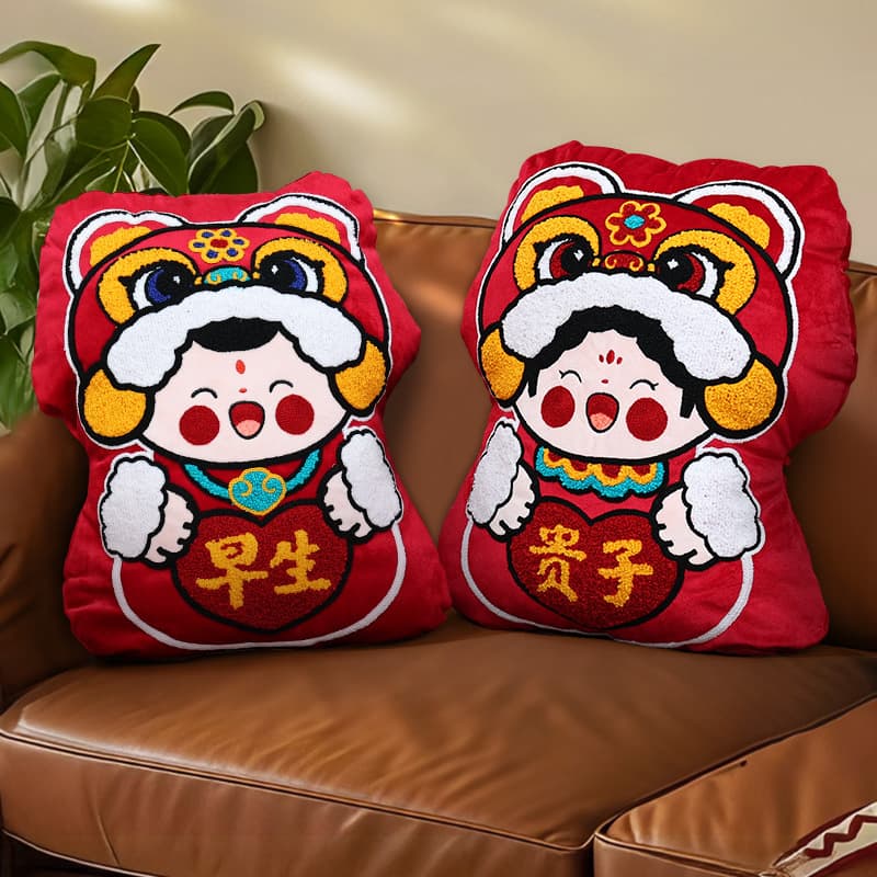 2025 Newlywed Red Double Happiness Character Hugging Pillows for Wedding Bed, Bridal Gifts, and Dowry Wholesale