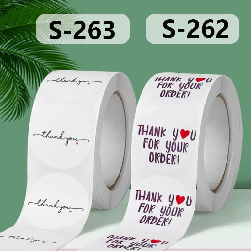 Round white decorative gift tag thank you thankyou sticker thank you for ordering gift seal sticker