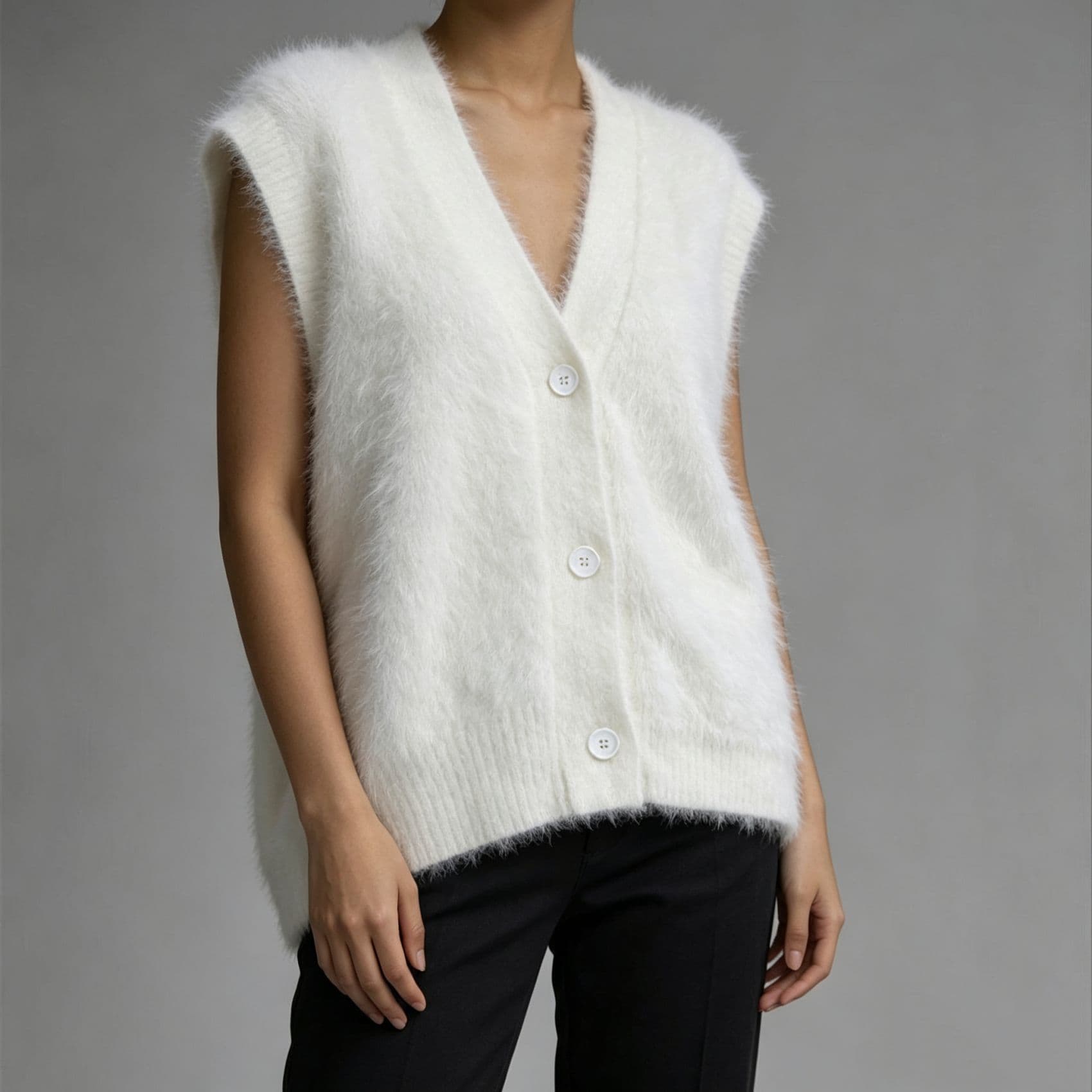 Imitation mink velvet knitted vest for women 2026 new autumn and winter foreign trade solid color women's sweater cardigan short coat for women