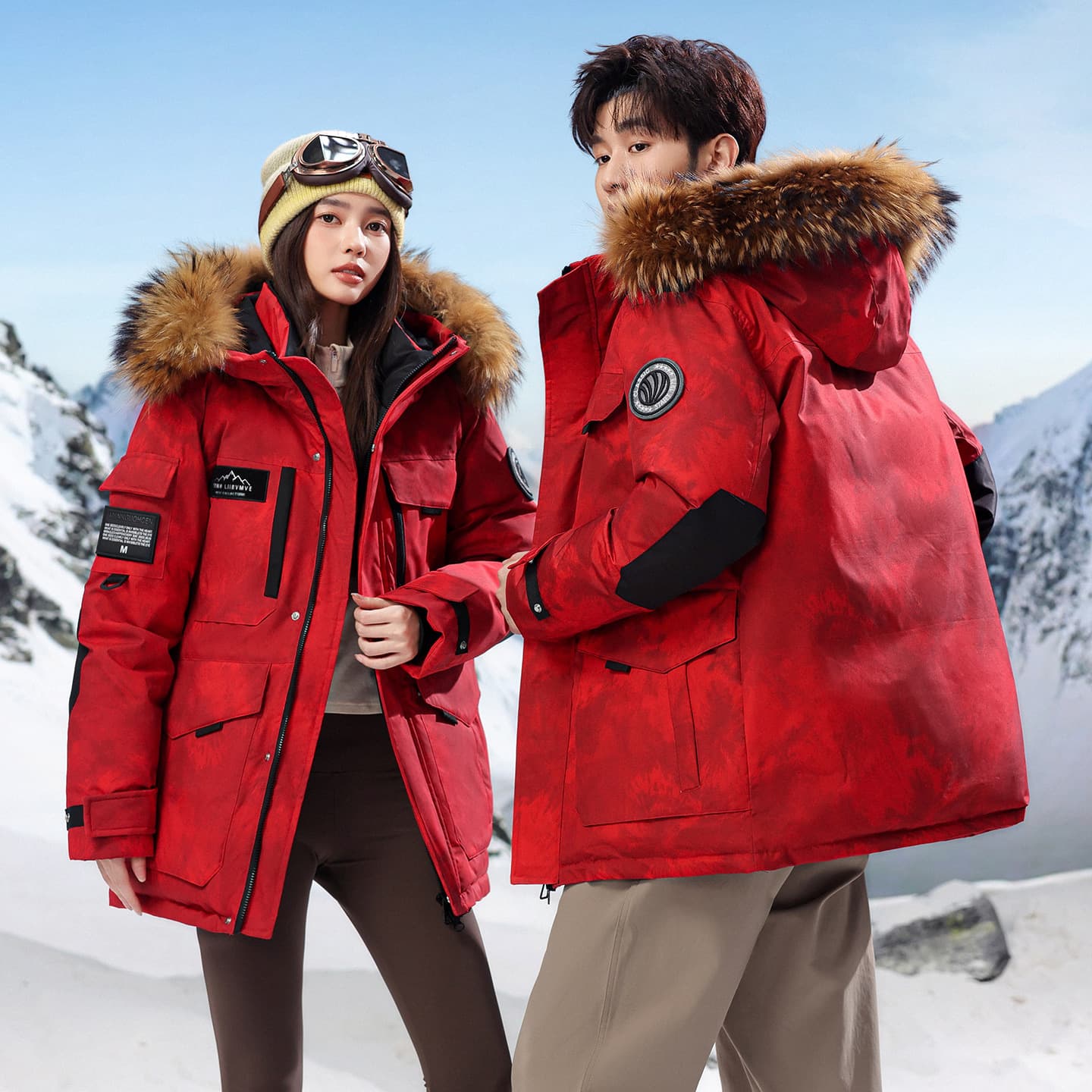 [High Version] Winter Workwear Unisex Extreme Cold Down Jacket Couple Style Large Fur Collar Hooded Cold-Resistant Northeast Coat