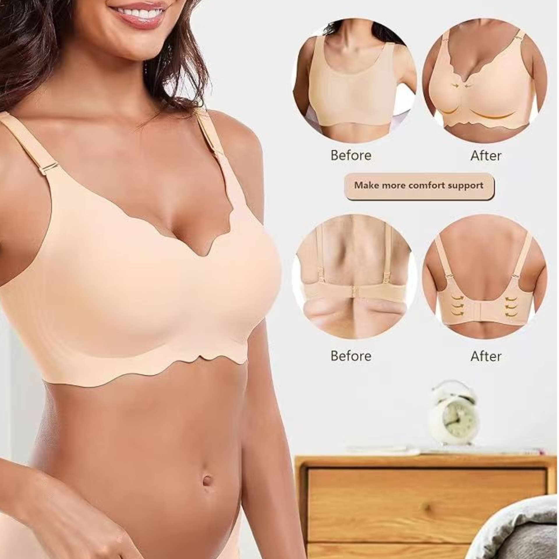 Factory direct cross-border European and American best-selling plus-size wavy jelly seamless bra, thin, large-breasted, comfortable, wire-free bra.