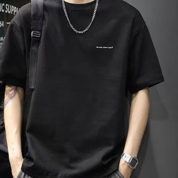 Trendy Short Sleeve Summer New Black T-Shirt Versatile American Casual Light Mature Style