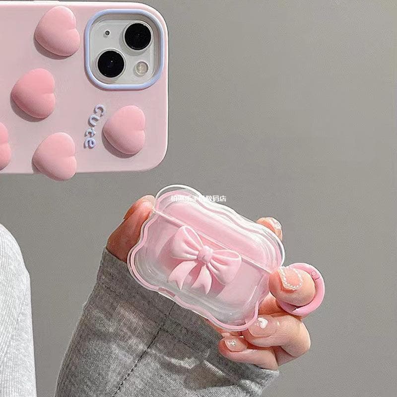 3D Bow Design Compatible AirPods Case for AirPods Pro Apple Earphone Cover AirPods 2 Wireless