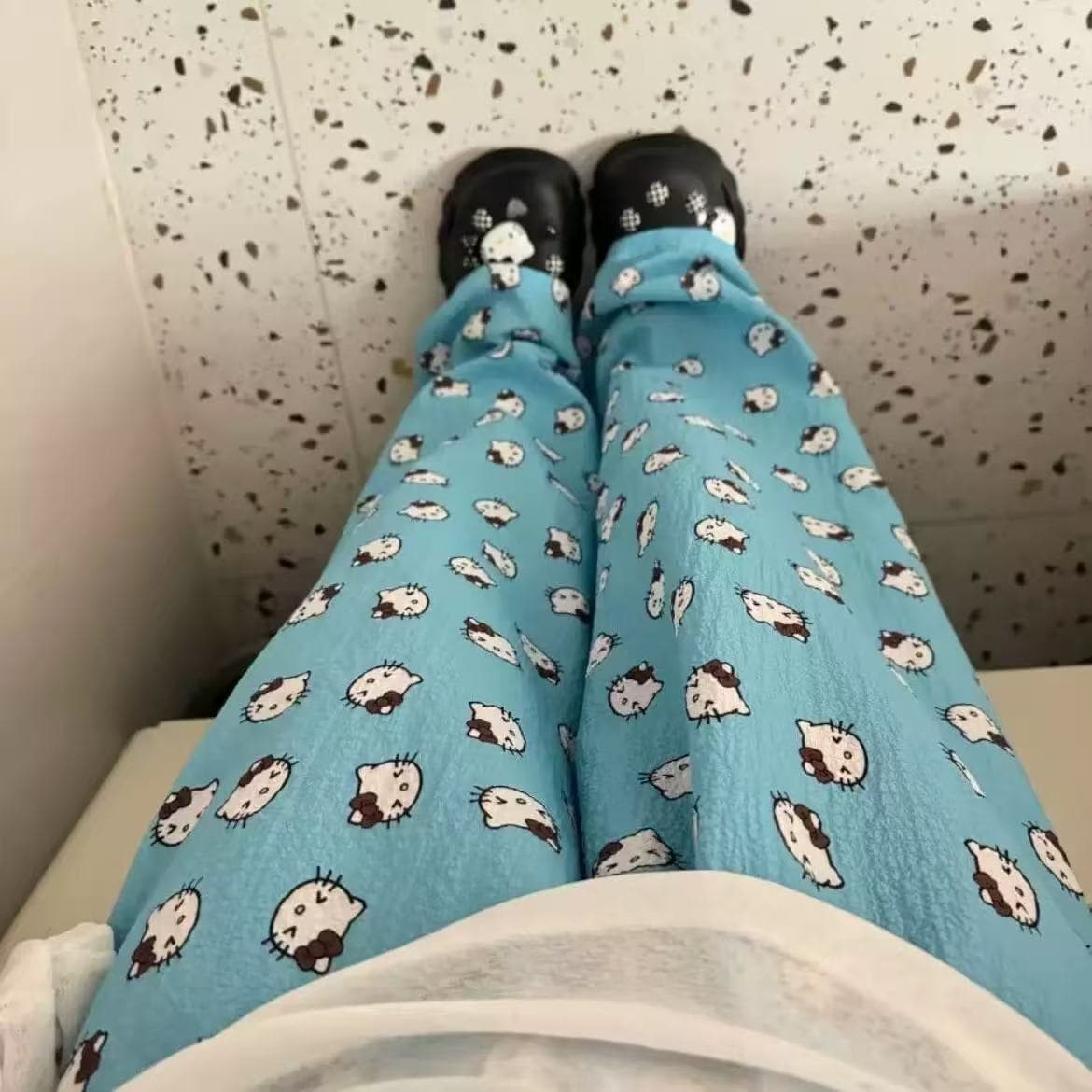 Cute Sleep Pants for Women ~ Kitty Cat Home Pants Thin Loungewear Casual Cartoon Relaxed Fit