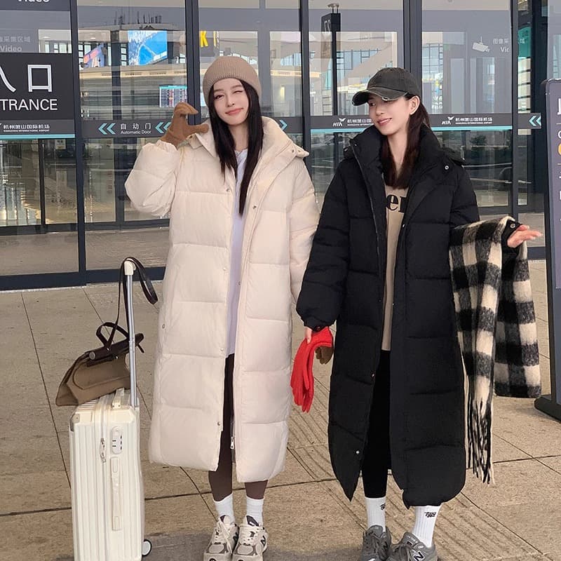 Women's long, over-the-knee, thickened cotton-padded coat, new winter style, trendy and popular, Korean style.