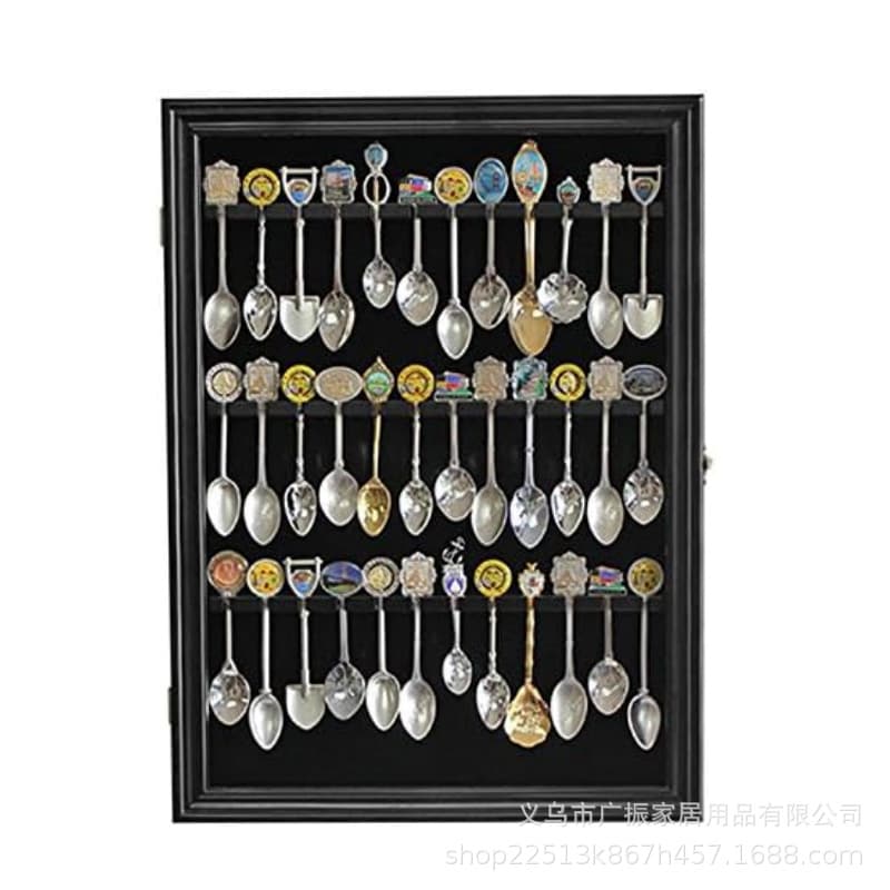 Cross-border Wooden Three-Tier Spoon Display Frame Metal Spoon Acrylic Showcase Hanging Storage Factory Direct