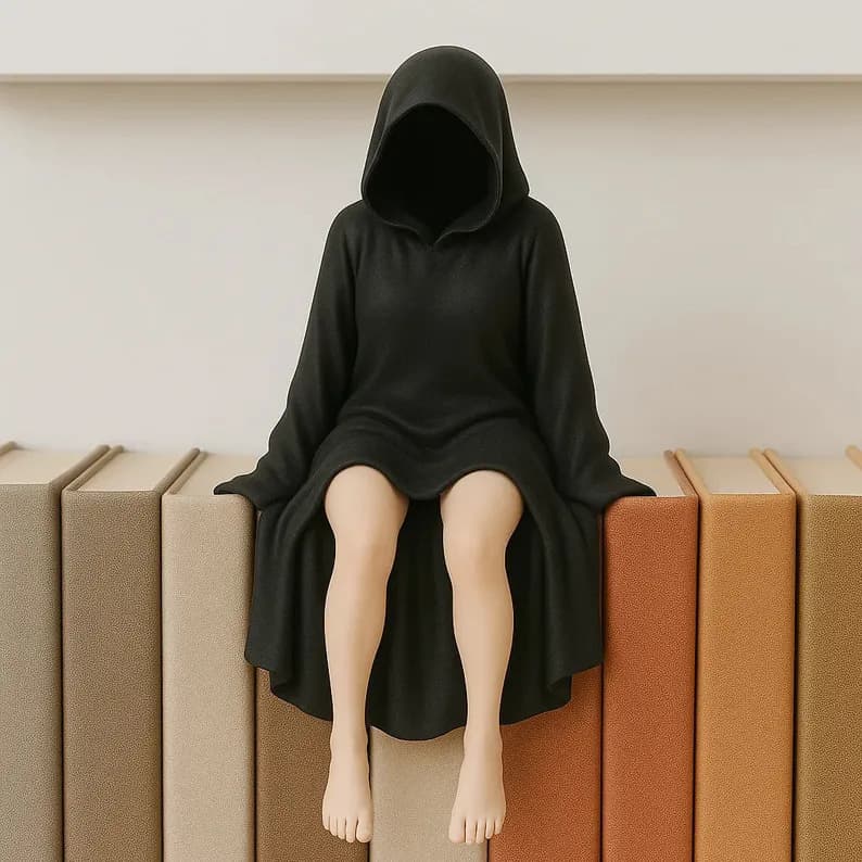 Cross-border Mysterious Statue Gothic Horror Decoration Death Black Robe Queen Bookend Figure Sitting Statue