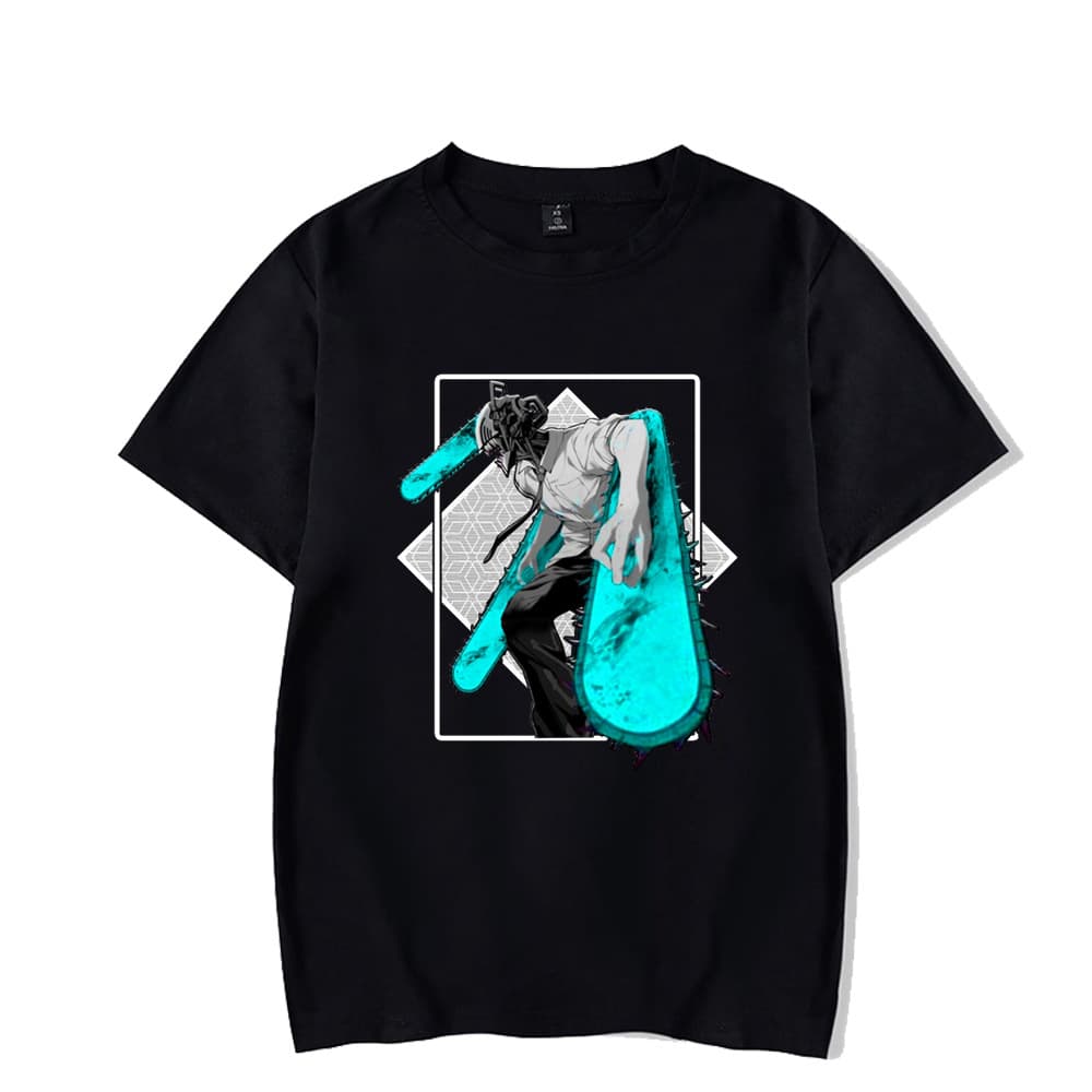 Chainsaw Man Denji Makima Chainsaw Man Print Black Short-Sleeved T-Shirt for Men and Women Summer