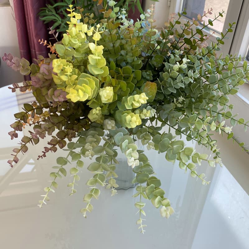 20 plastic oil-painted eucalyptus color simulation plant plastic handle bundles eucalyptus simulation fake flowers and green plant pots