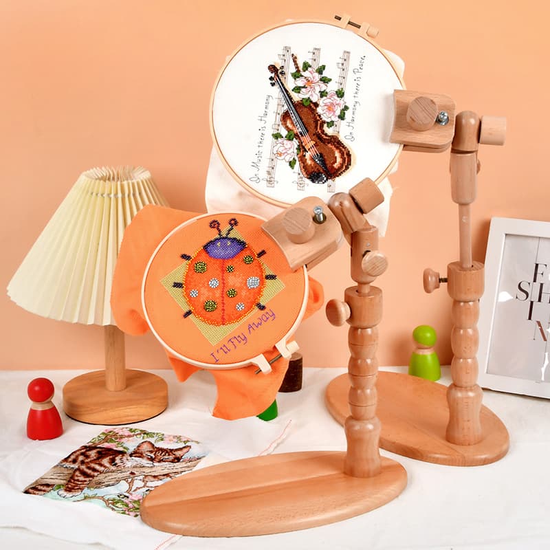 Universal Adjustable Desktop Embroidery Frame Beech Wood Tabletop Hoop Stand Cross Stitch Frame Tool Embroidery Hoop