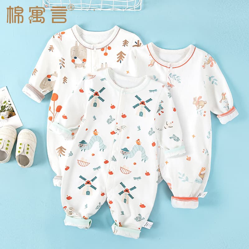 Baby Cotton Long-Sleeve Bodysuit for Spring and Autumn, New Summer Growth, All-Season Sleepwear and Homewear