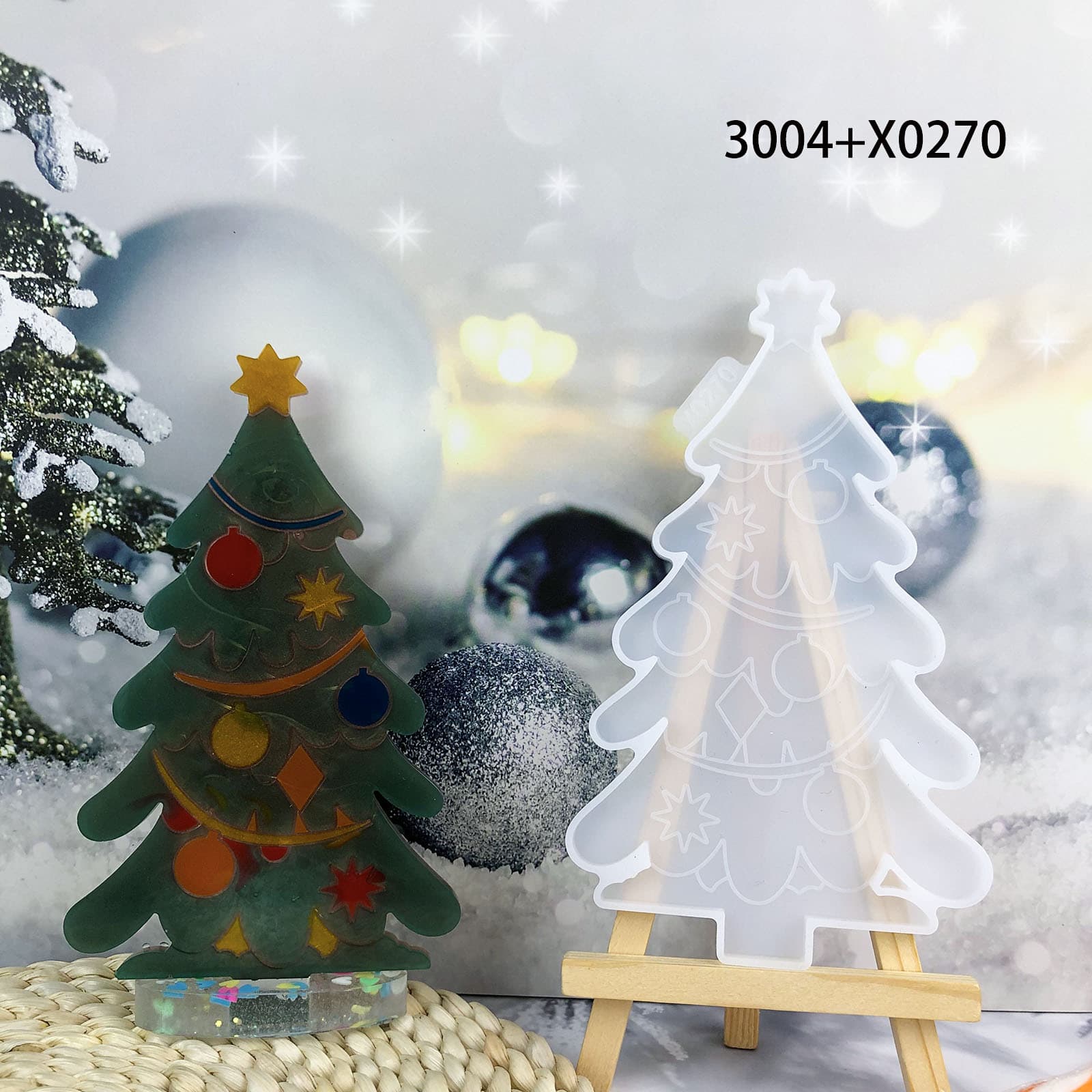 X0270 Christmas tree crystal epoxy wall decoration mold, wall hanging DIY silicone mold