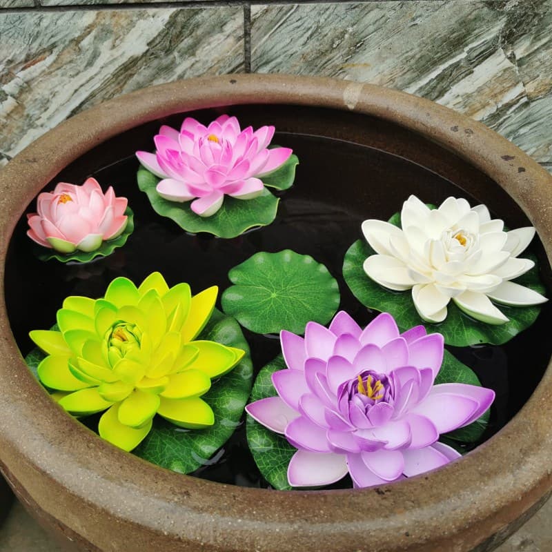 Artificial Lotus EVA Lotus Water Drifting Water Lily for Buddha Offering Fish Tank Aquarium Landscape Prop Fake Lotus