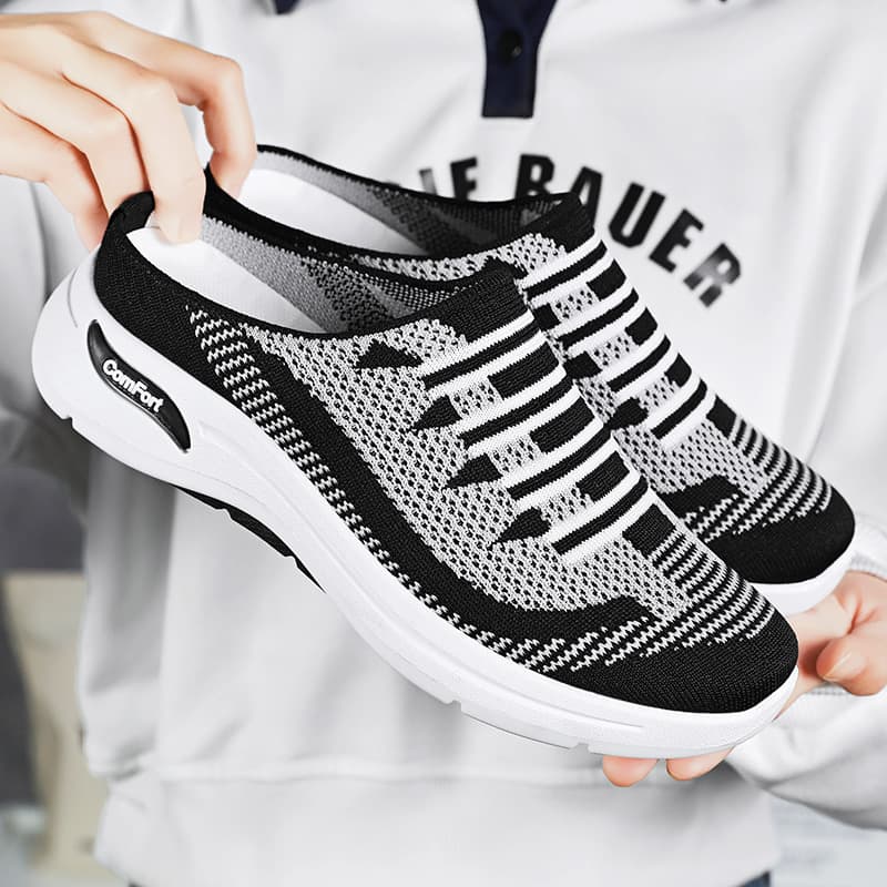 Women's shoes 2025 summer lazy shoes cross-border wholesale shoes casual breathable flyknit half slippers mom shoes