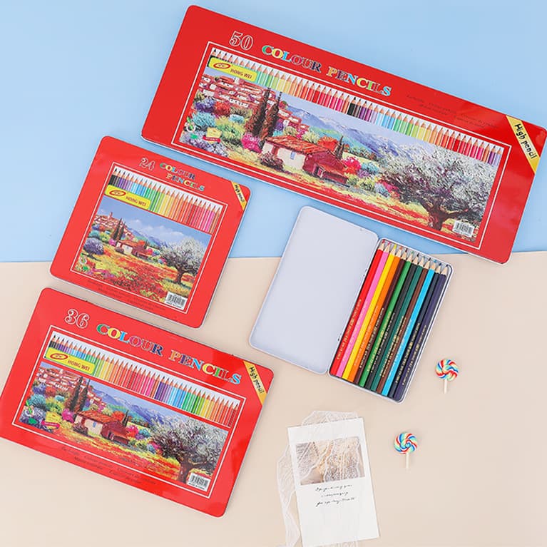 Cross-border 50 color lead set 36 color lead beginner art oily color lead factory direct selling color pencil