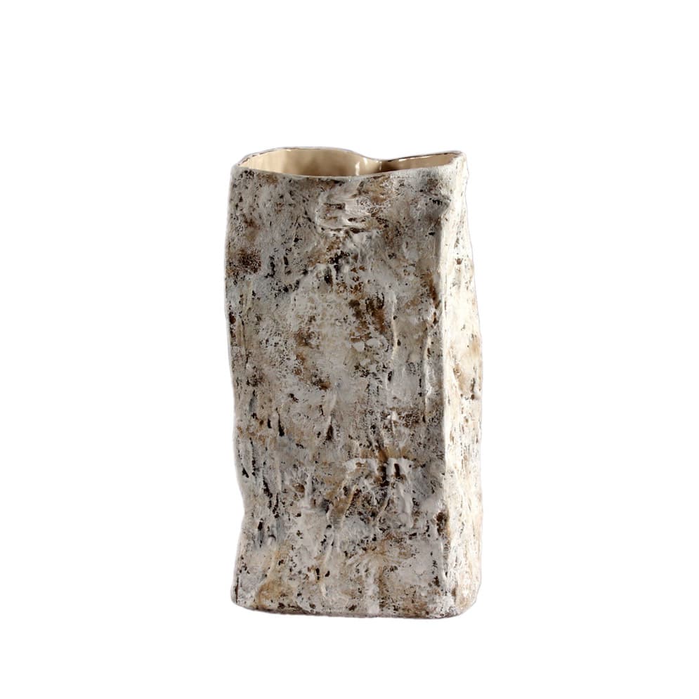 Cross-border wabi-sabi style retro ceramic soft furnishing designer stoneware paper bag vase model room famous hotel sales ornaments