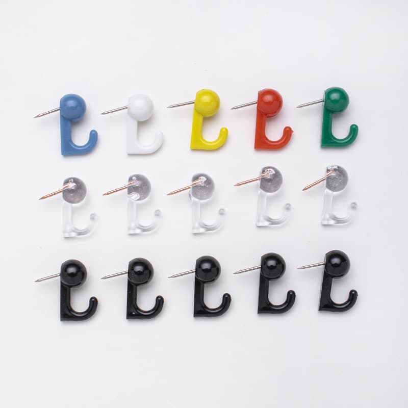 Amazon Colored Transparent Hook Push Pins Boxed Plastic Cork Pins Handmade DIY Decorative Wall Pins 50pcs per Box