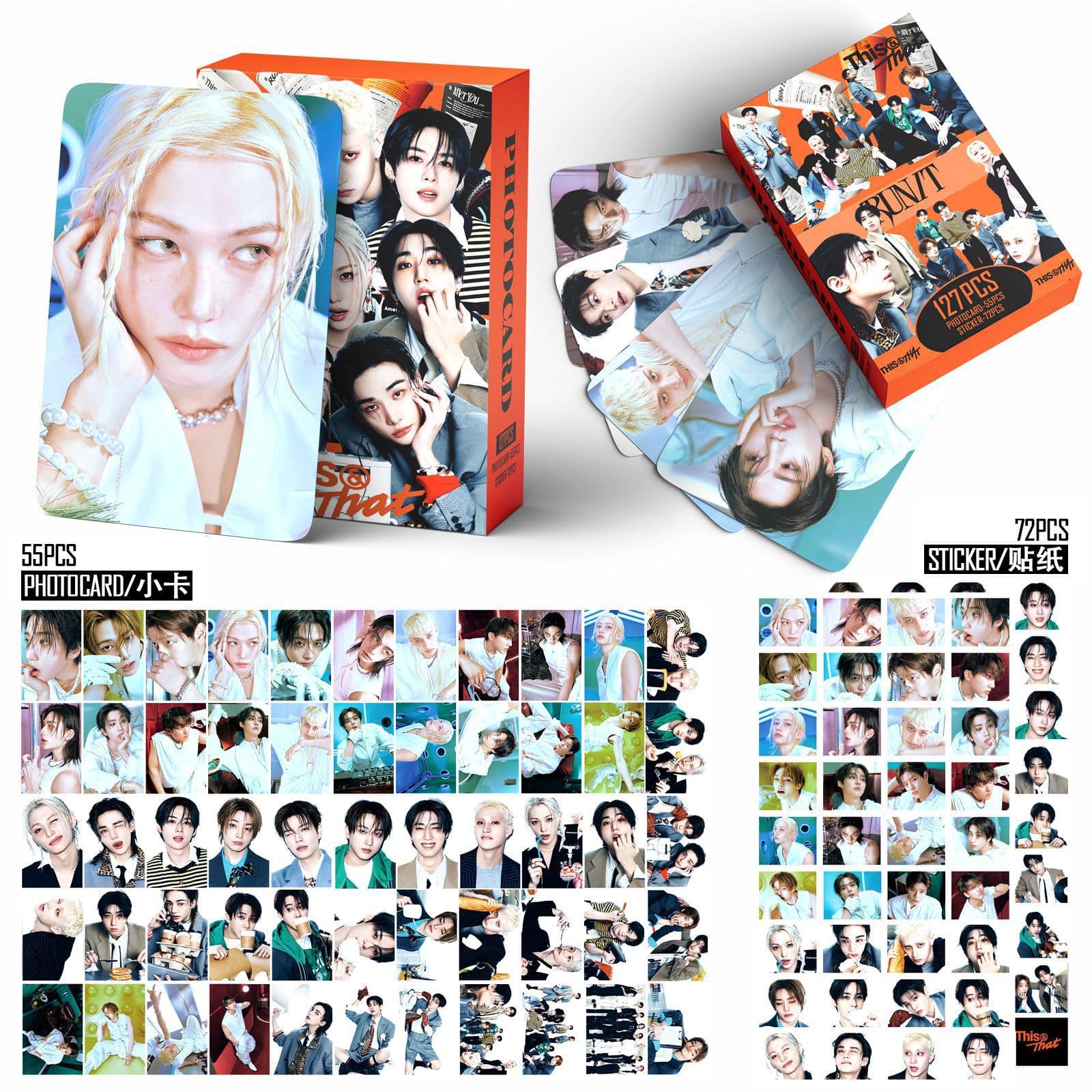 127 pieces of STRAY KIDS photo card stickers RUN IT cards THIS & THAT FELIX peripherals