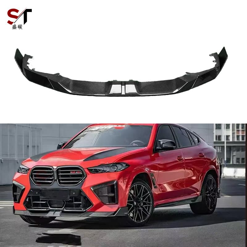 Suitable for 2024+ BMW X6M F96 Carbon fiber front lip, front shovel, front chin, front bumper diffuser