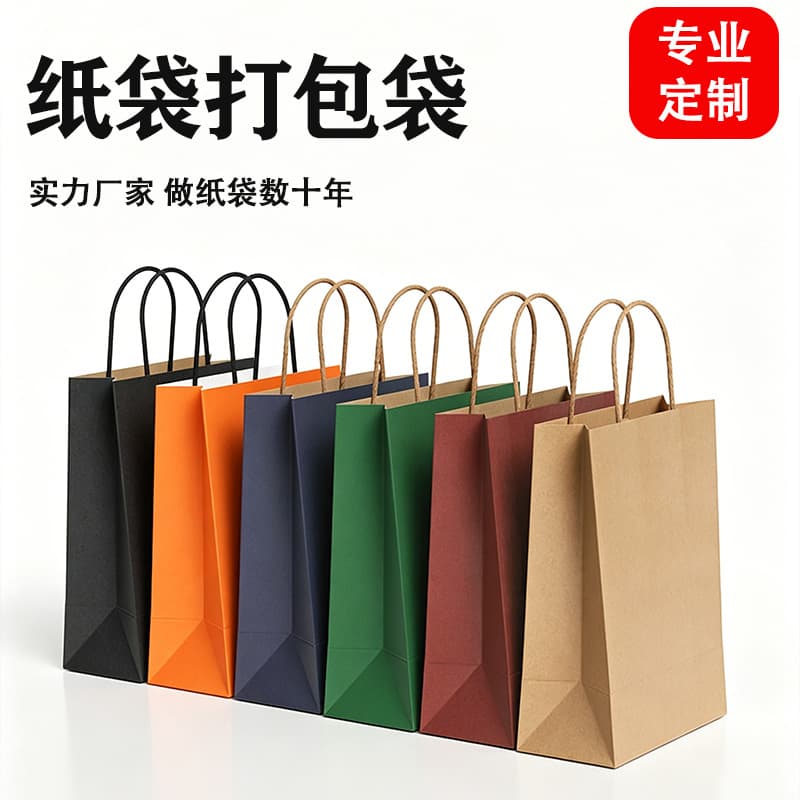 Handbag kraft paper bag customized milk tea coffee drink baking takeaway packaging bag yellow and white kraft paper bag factory