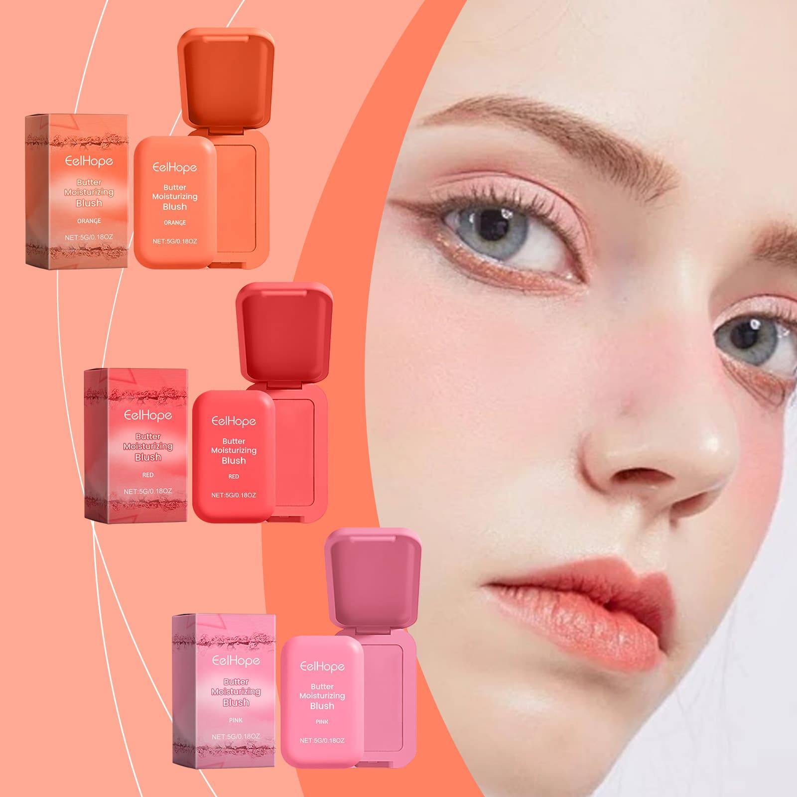 EELHOPE Buttery Smooth Blush (Orange) No makeup is even and decorated with natural color and matte blush