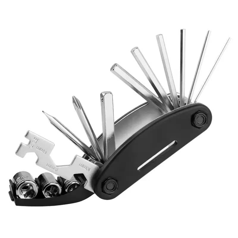 Multifunctional 16-in-1 bicycle tool and mountain bike repair combination tool set, folding wrench and tire repair wrench set