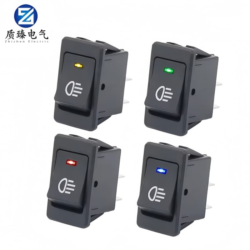 Boat Rocker Switch Fog Light Switch ASW-17D for Car and Motorcycle Modification with LED Light Red Yellow Blue Green 12-24V